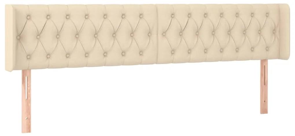 3119123 vidaXL Tăblie de pat cu aripioare, crem, 183x16x78/88 cm textil