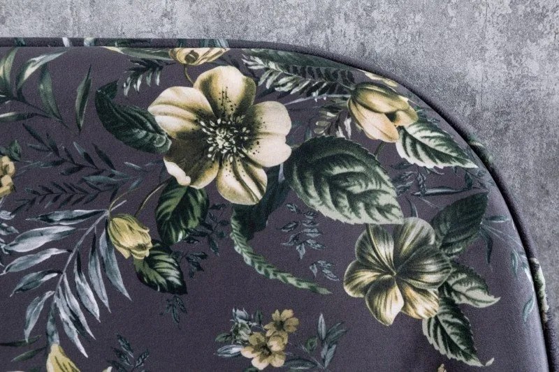 Bancheta moderna tapitata cu model floral Boutique gri