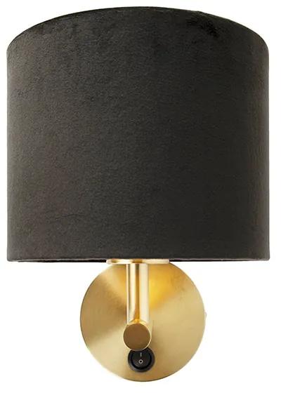 Lampă de perete clasică aurie cu nuanță de velur negru - Combi