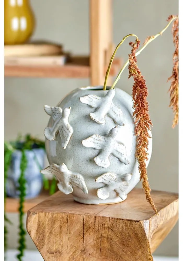 Vază crem din gresie (înălțime 25 cm) Abira – Bloomingville