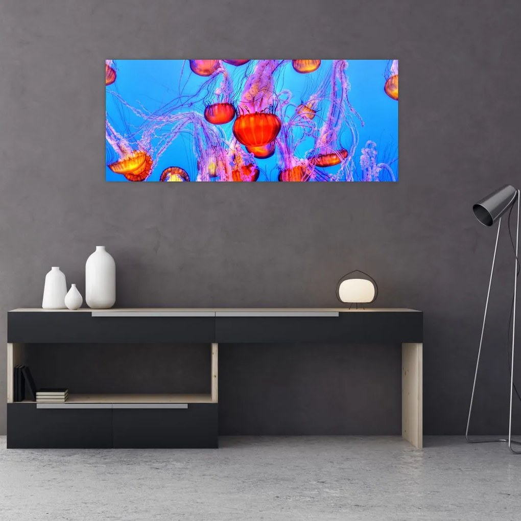 Tablou cu meduse în mare (120x50 cm)
