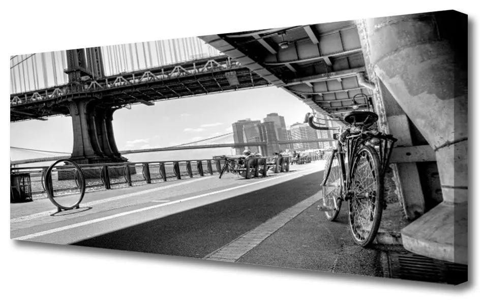 Tablou pe panza canvas Bridge Road Bike Arhitectura Gray