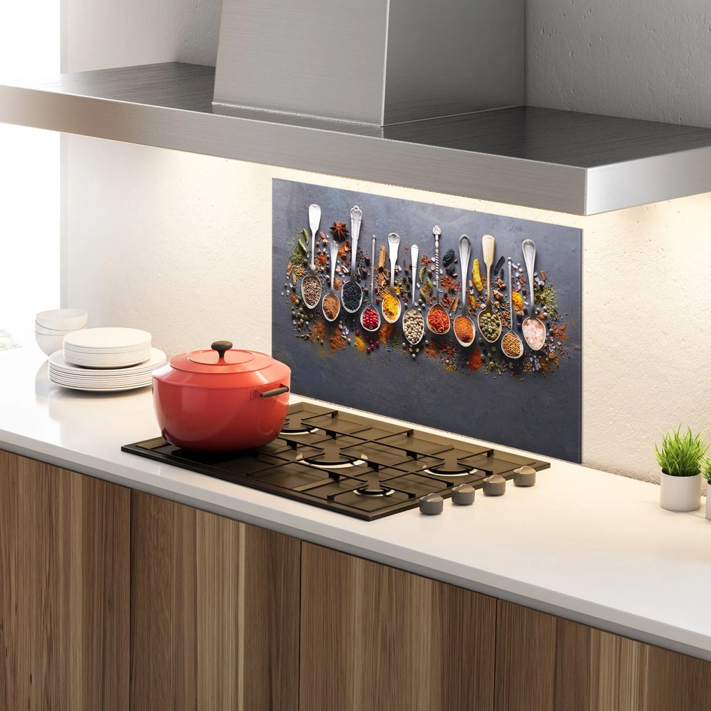 Panou Sticla Bucatarie, 80x120cm, Protectie aragaz, Antistropi, Termorezistent, Alimente, Condimente, Spices Black Board