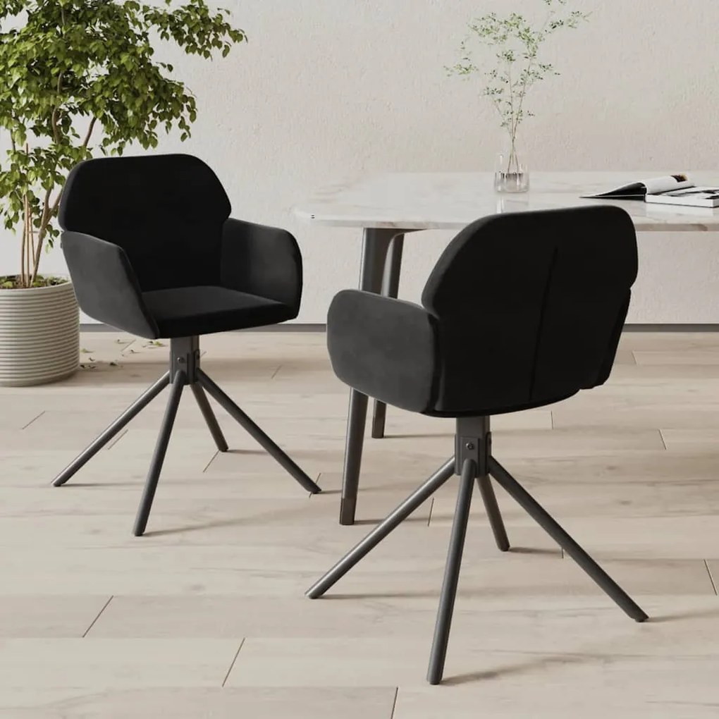 vidaXL Scaune de bucătărie pivotante, 2 buc., negru, catifea