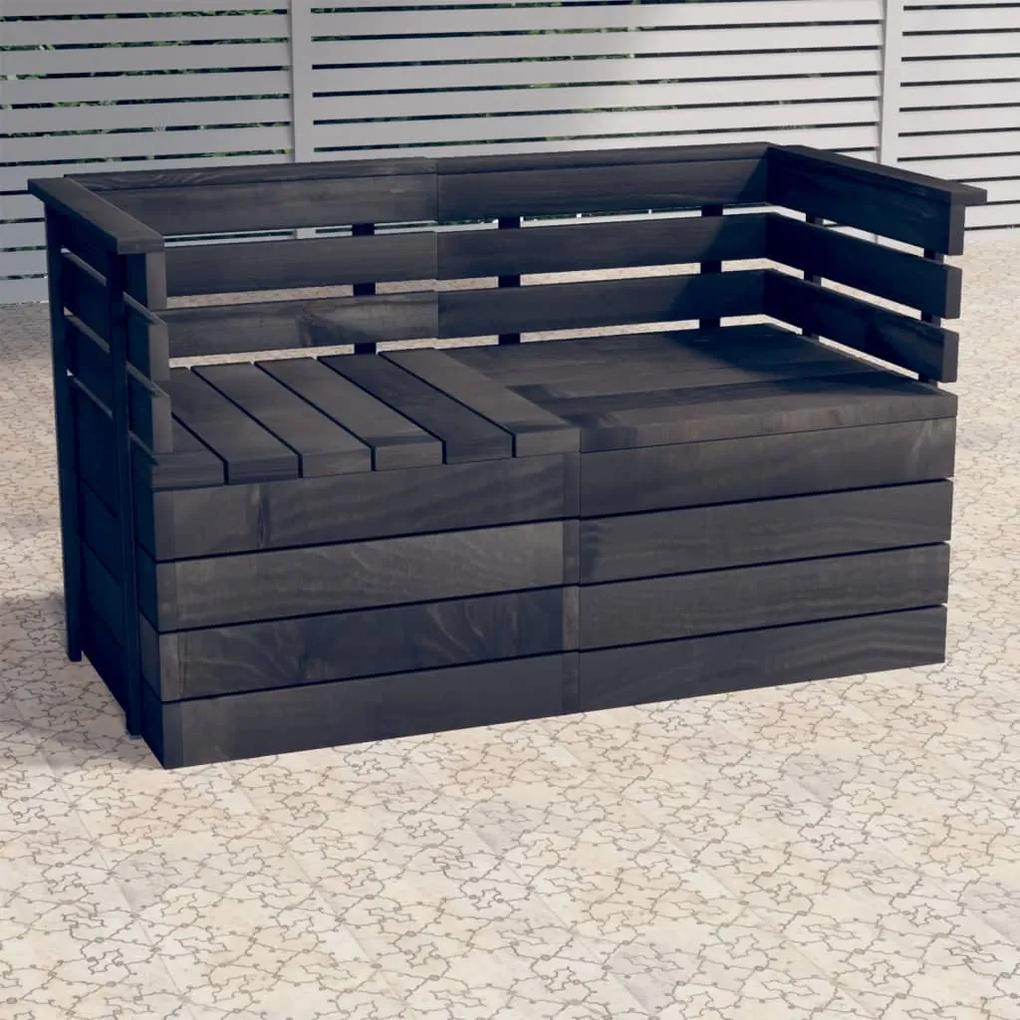 Canapea gradina din paleti, 2 locuri, gri inchis lemn masiv pin