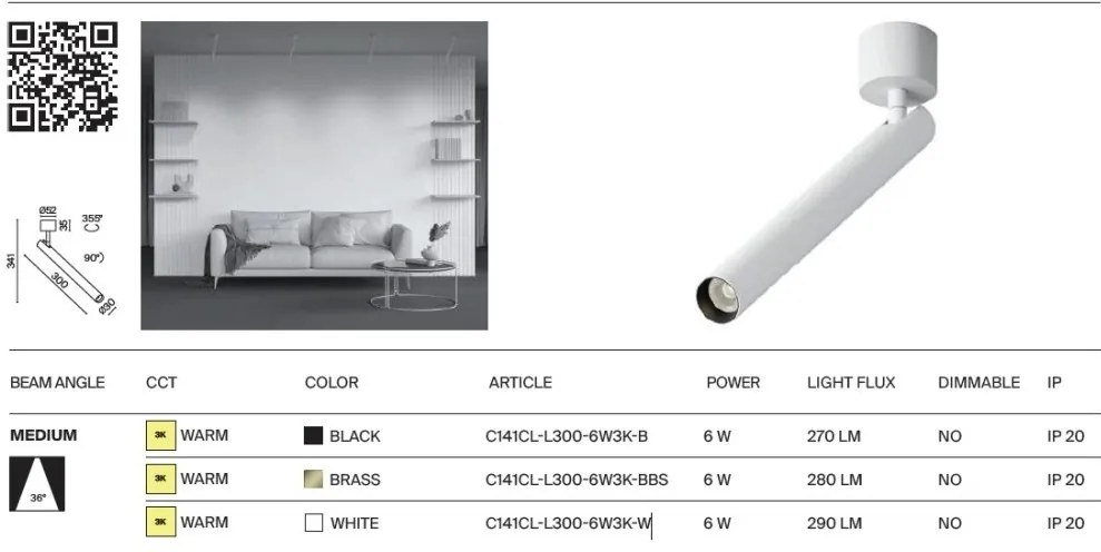 Spot LED aplicat directionabil Focus T alb
