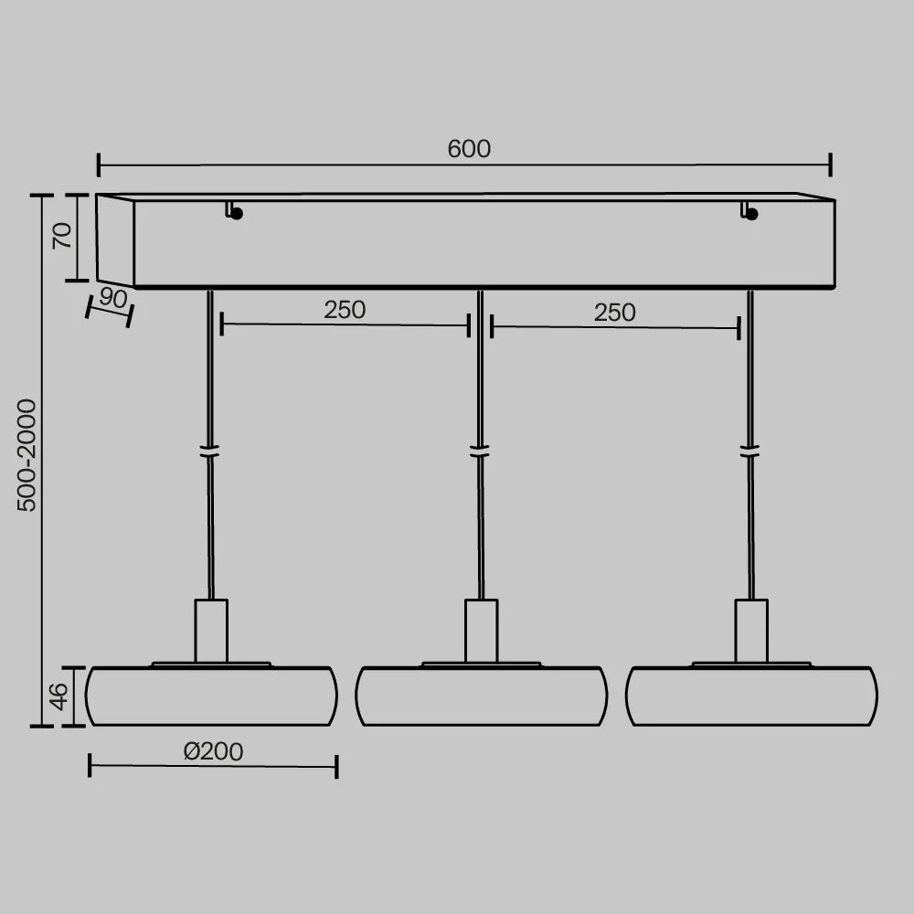 Lustra cu 3 pendule LED Float sticla fumurie