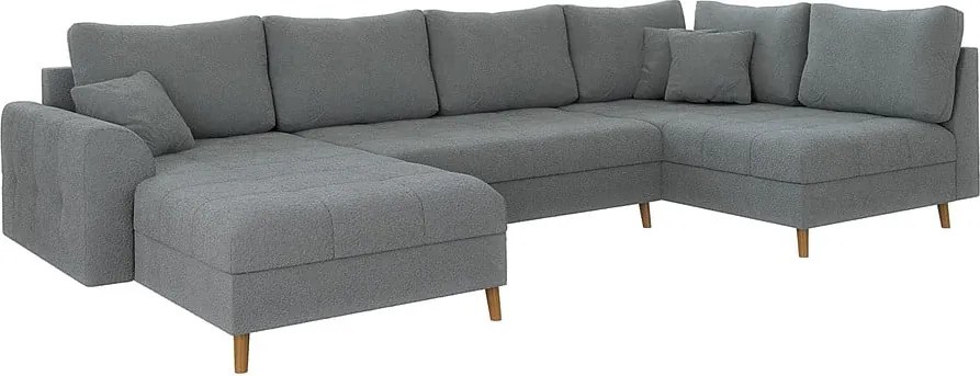 Colțar gri cu tapițerie din țesătură bouclé (colț stânga /în formă de "U") Ariella – Ropez