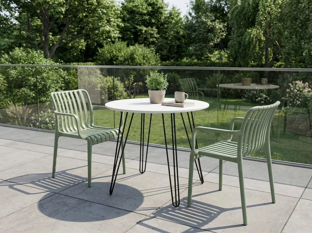 Scaun din plastic TREGO cu brate, verde