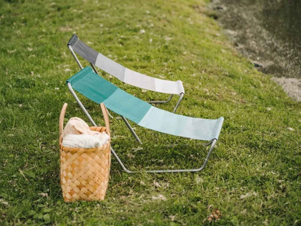 Set de 2 sezlonguri pliante pentru plaja SAND, dungi verzi