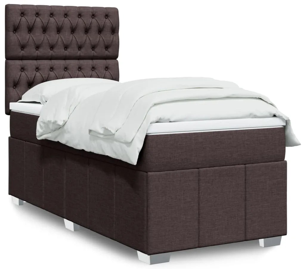 vidaXL Pat box spring cu saltea, maro închis, 80x200 cm, textil
