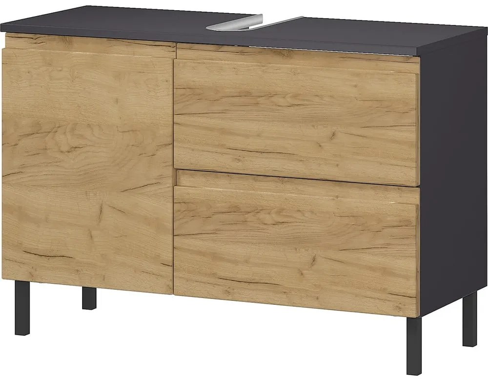 Dulap gri închis sub chiuvetă cu aspect de stejar 80x56 cm Salinas - Germania