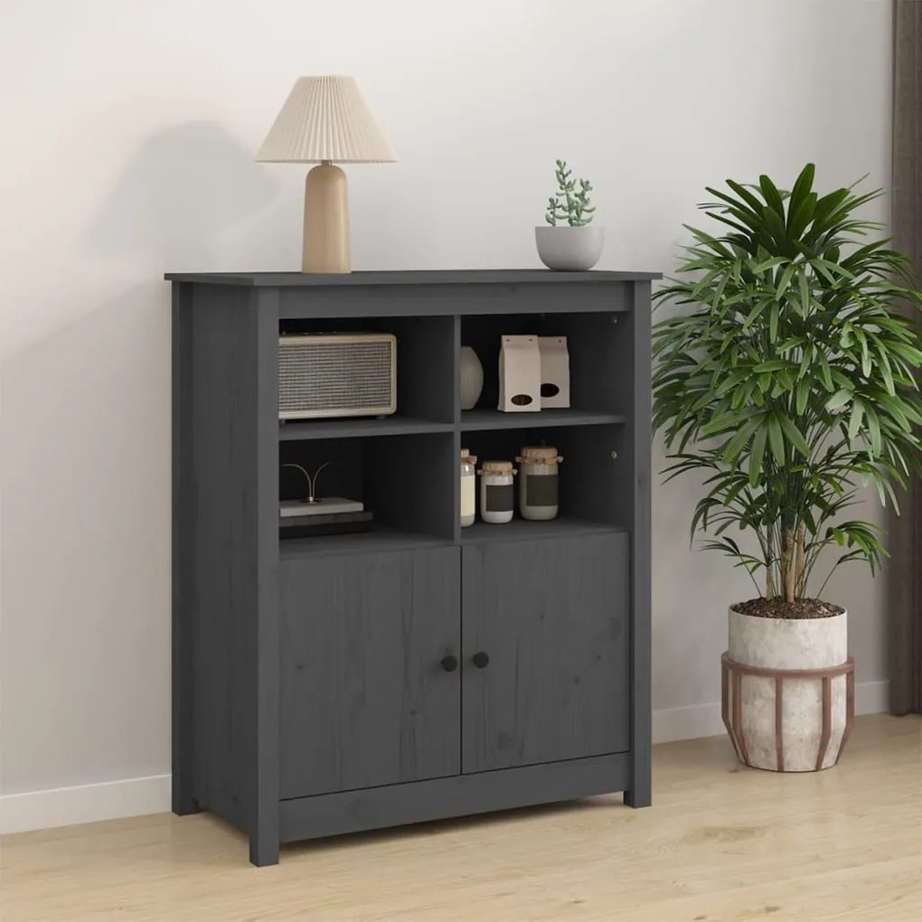821514 vidaXL Servantă, gri, 83x41,5x100 cm, lemn masiv de pin