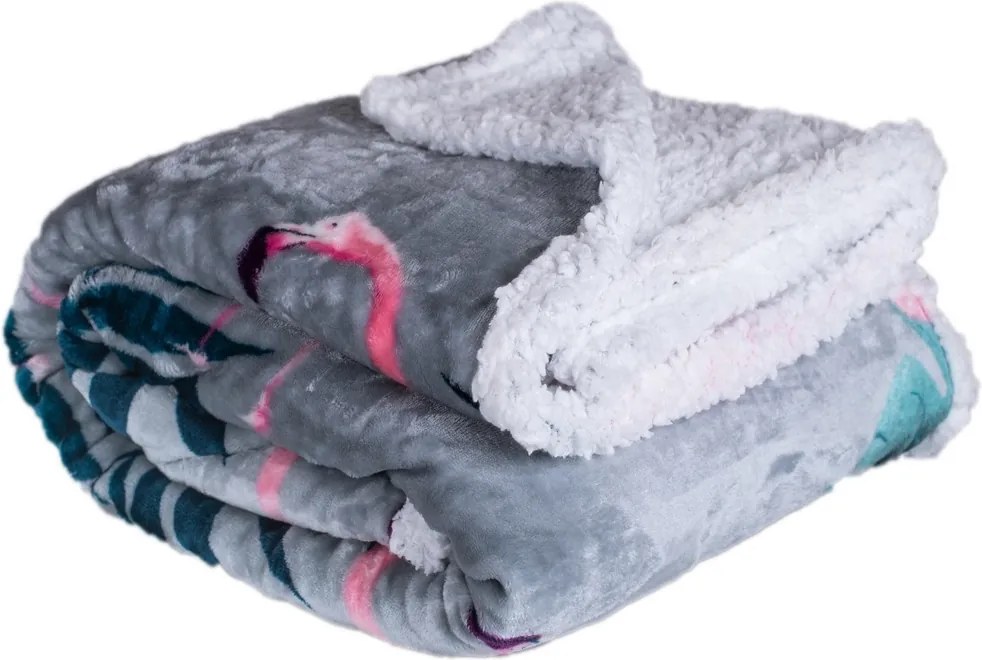 Pătură imitație blană de miel Flamingo, 150 x 200 cm