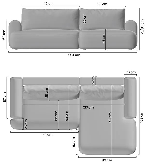 Colțar extensibil cu funcție de dormit Lotulis Mini stânga - crem material hidrofob Blur 01