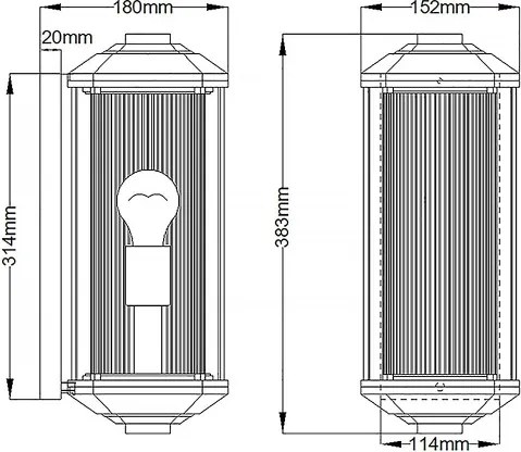 Quintiesse QN-CASTELLE-M-BLK CASTELLE M, Aplica de exterior pentru perete, 1xE27/60W/230V, IP44, negru