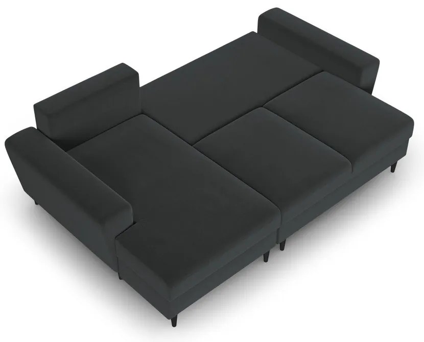 Colțar gri închis extensibil, cu spațiu de depozitare cu tapițerie din catifea (cu colț pe partea stângă, cu șezlong) Kyoto – Cosmopolitan Design