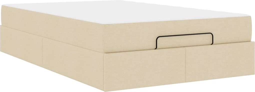 vidaXL Cadru de pat cu saltea cu saltea 2 pcs Crem țesătură