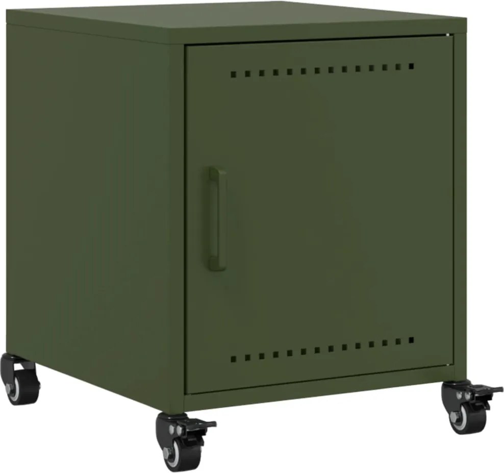 vidaXL Noptieră, verde olive, 36x39x43,5 cm, oțel
