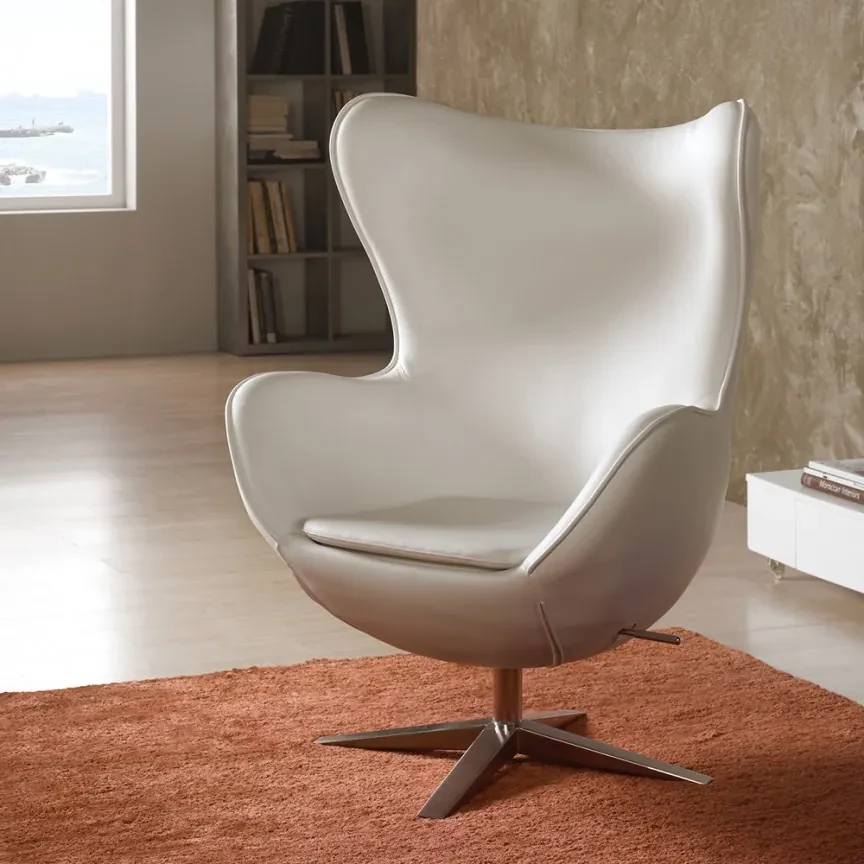 Fotoliu pivotant ultra-modern Egg alb SV-594782N