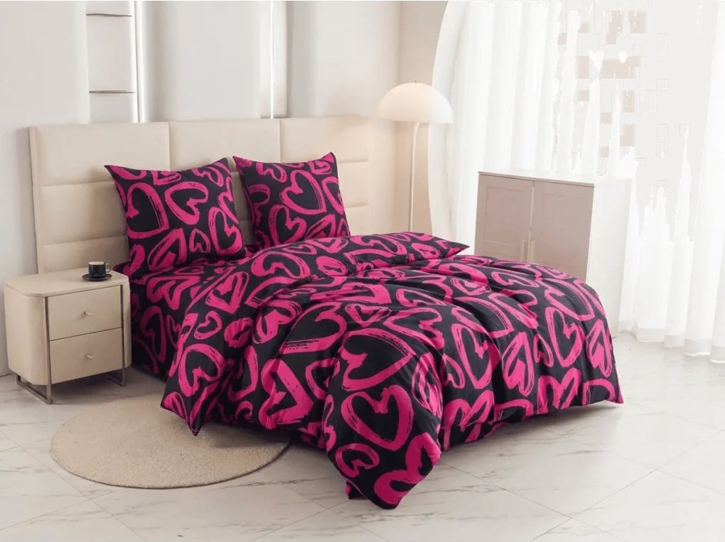 Lenjerie de pat din microfibra AMORYS roz Dimensiune lenjerie de pat: 2 buc 70 x 80 cm | 160 x 200 cm