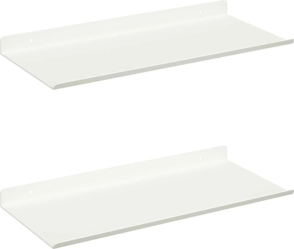 vidaXL Raft suspendat Pe perete 2 pcs Alb 40 x 18 x 2,5 cm Oțel