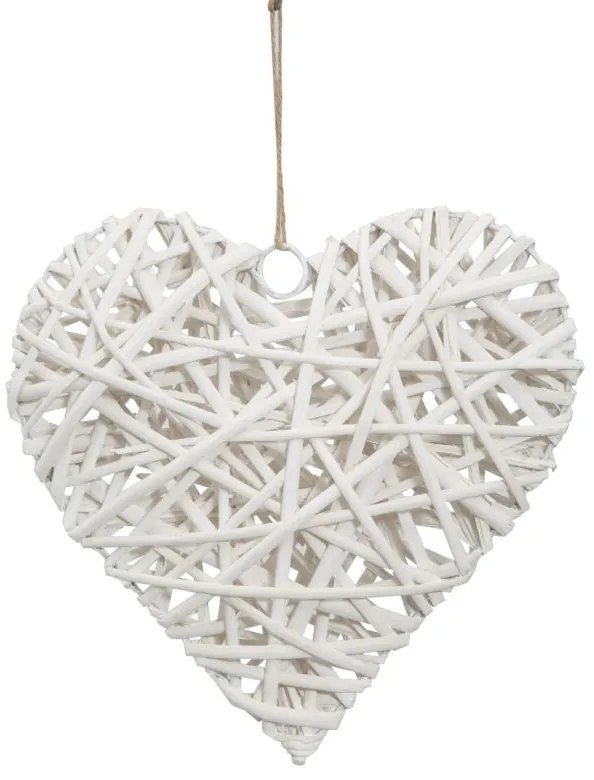 Decoratiune alba din lemn, 25 x 5 x 25 cm, Heart Mauro Ferreti