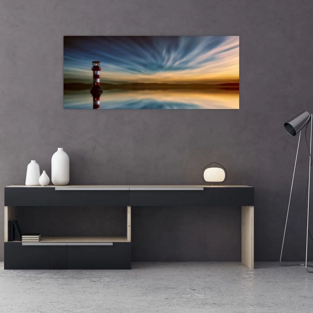 Tablou cu farul în mare (120x50 cm)