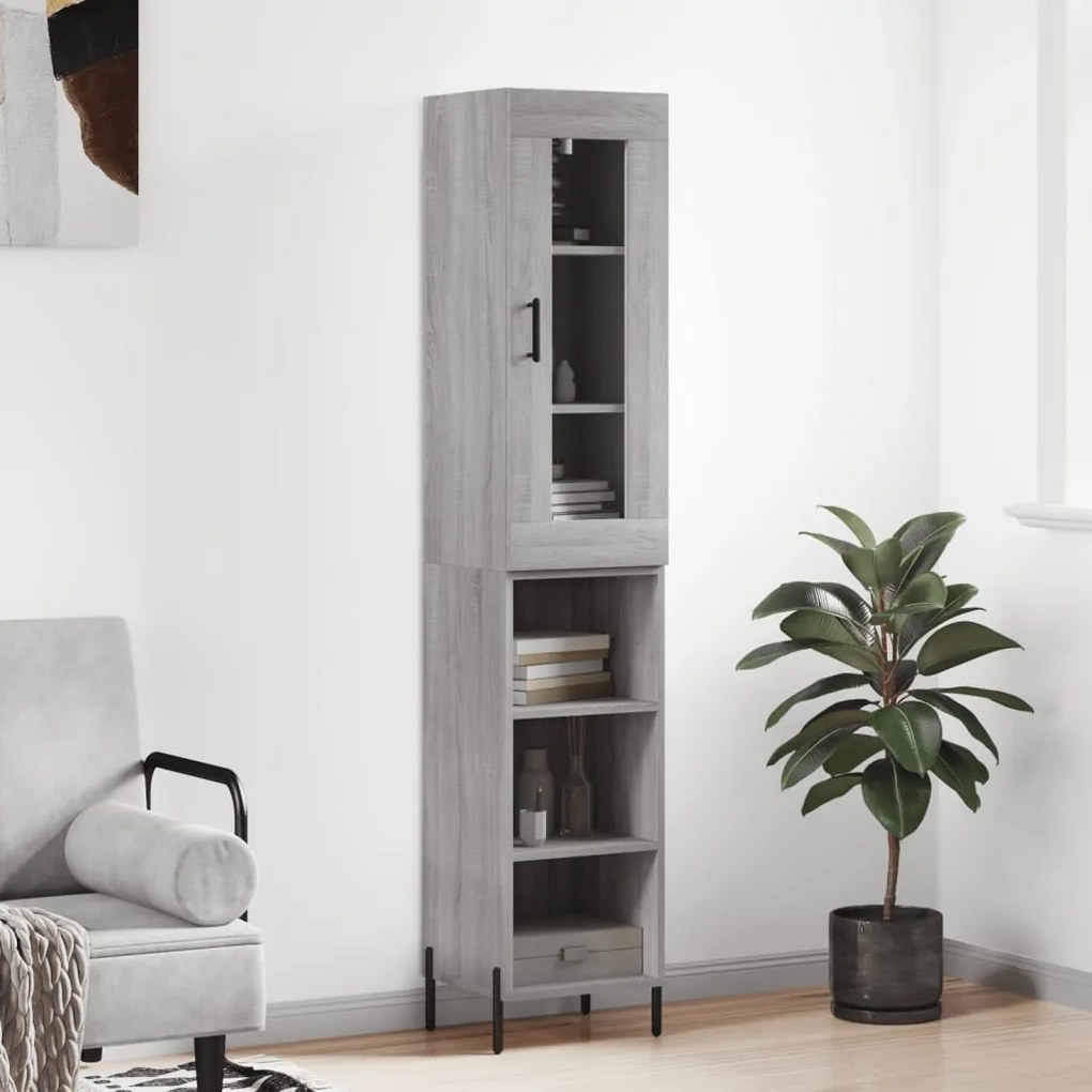 vidaXL Dulap înalt, gri sonoma, 34,5x34x180 cm, lemn prelucrat