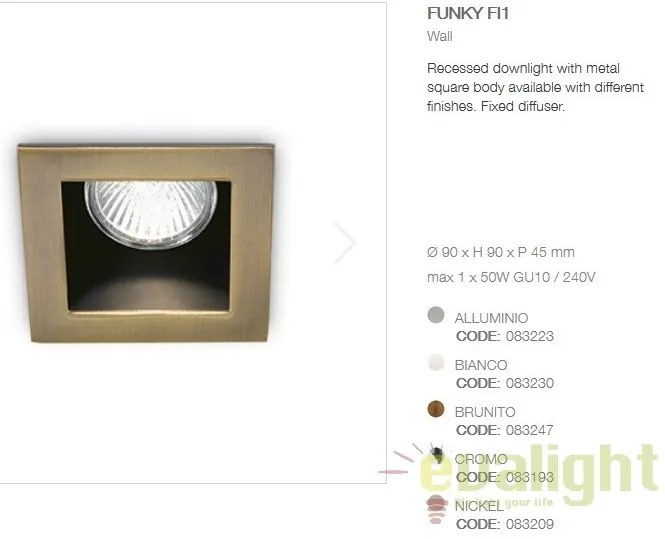 Spot incastrabil pt. tavan fals 9x9cm, FUNKY FI1 BRUNITO 083247