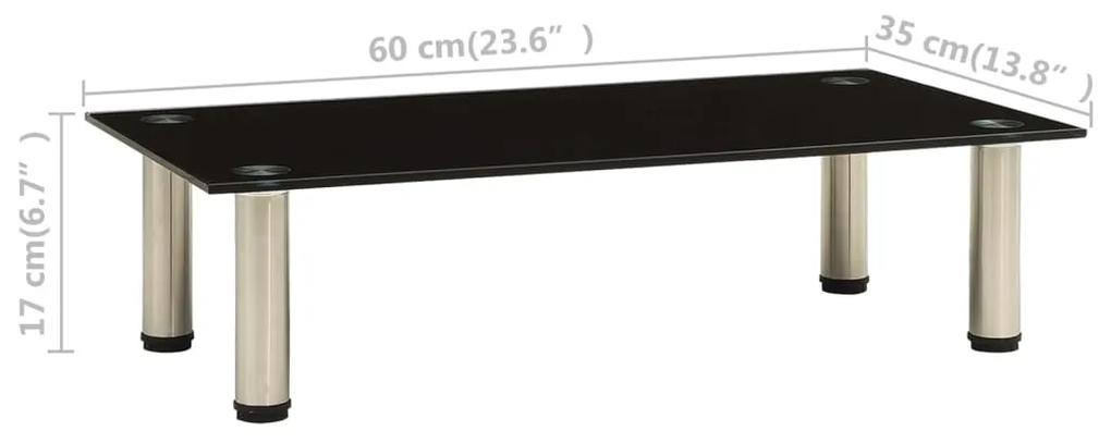 Suport TV, negru, 60 x 35 x 17 cm, sticla securizata 1, Negru, 60 x 35 x 17 cm