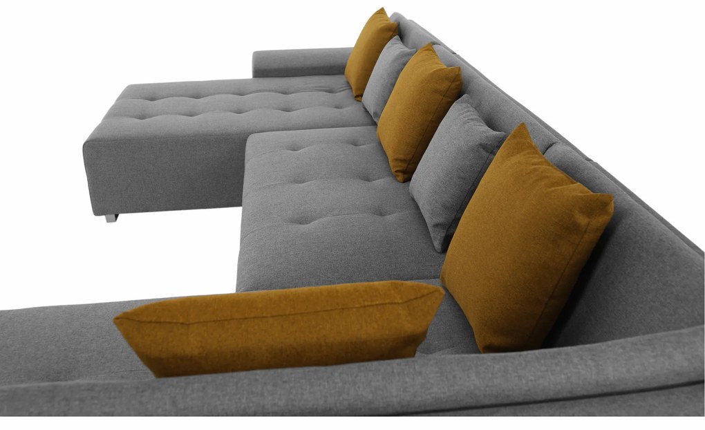 Canapea, gri/muştar, model dreapta, BELLIS U
