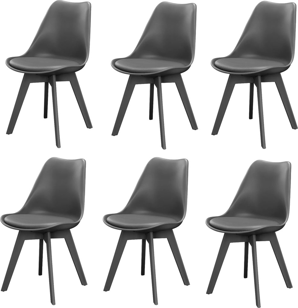 [en.casa] Set Duisburg 6 scaune design - 83 x 48cm, plastic, gri