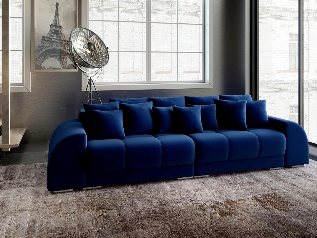 Canapea extensibilă dumonde cu 2 lăzi de depozitare si sezut confortabil din spuma high-density, Verona Royal Blue 310x100 cm