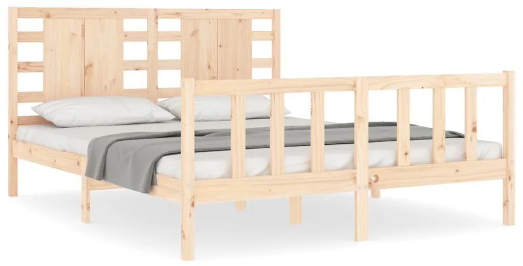 3192821 vidaXL Cadru de pat cu tăblie, king size, lemn masiv
