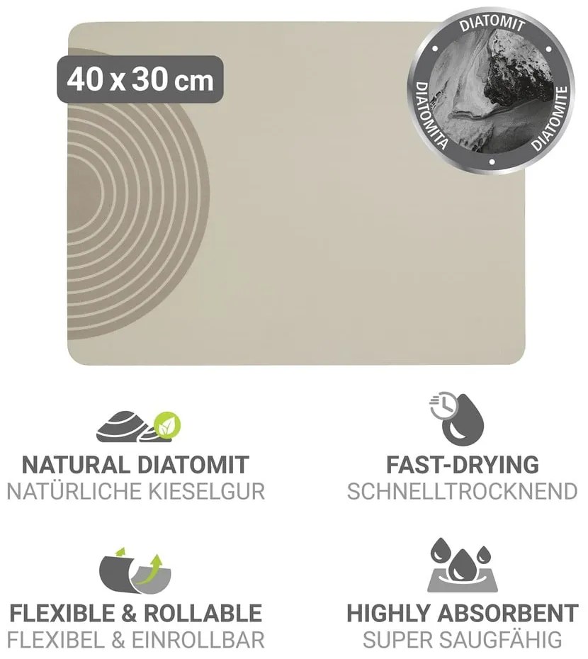 Scurgător de vase bej din cauciuc 40x30 cm Dima – Wenko