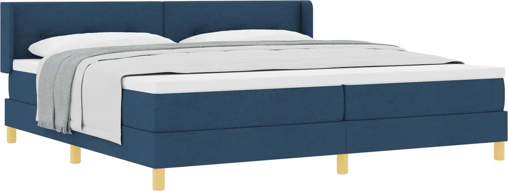 vidaXL Pat cu Saltea cu Arcuri albastru 200 x 200 cm țesătură