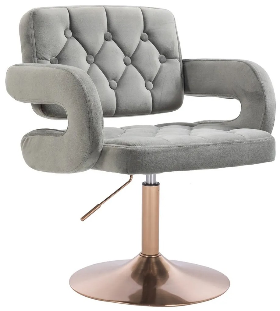 HR8403N Scaun Catifea Gray Bază Aurie