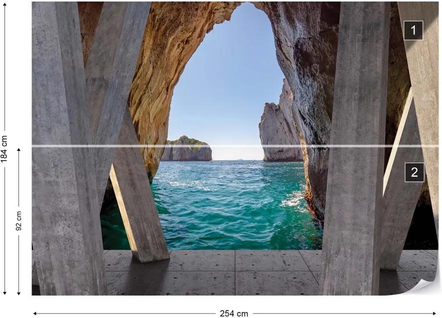 GLIX Fototapet - Ocean 3D Modern View Concrete Vliesová tapeta  - 254x184 cm