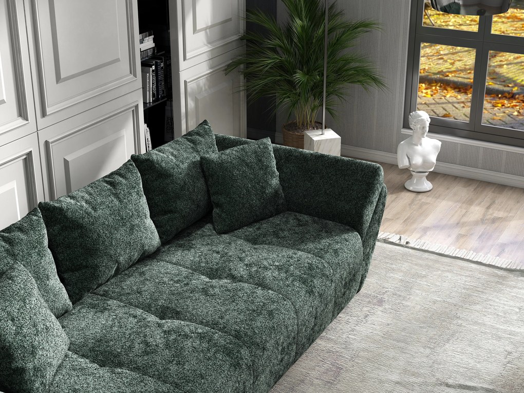 Canapea extensibilă dumonde cu ladă de depozitare si sezut confortabil din spuma high-density, Berlin Euphoria Green 250x100 cm