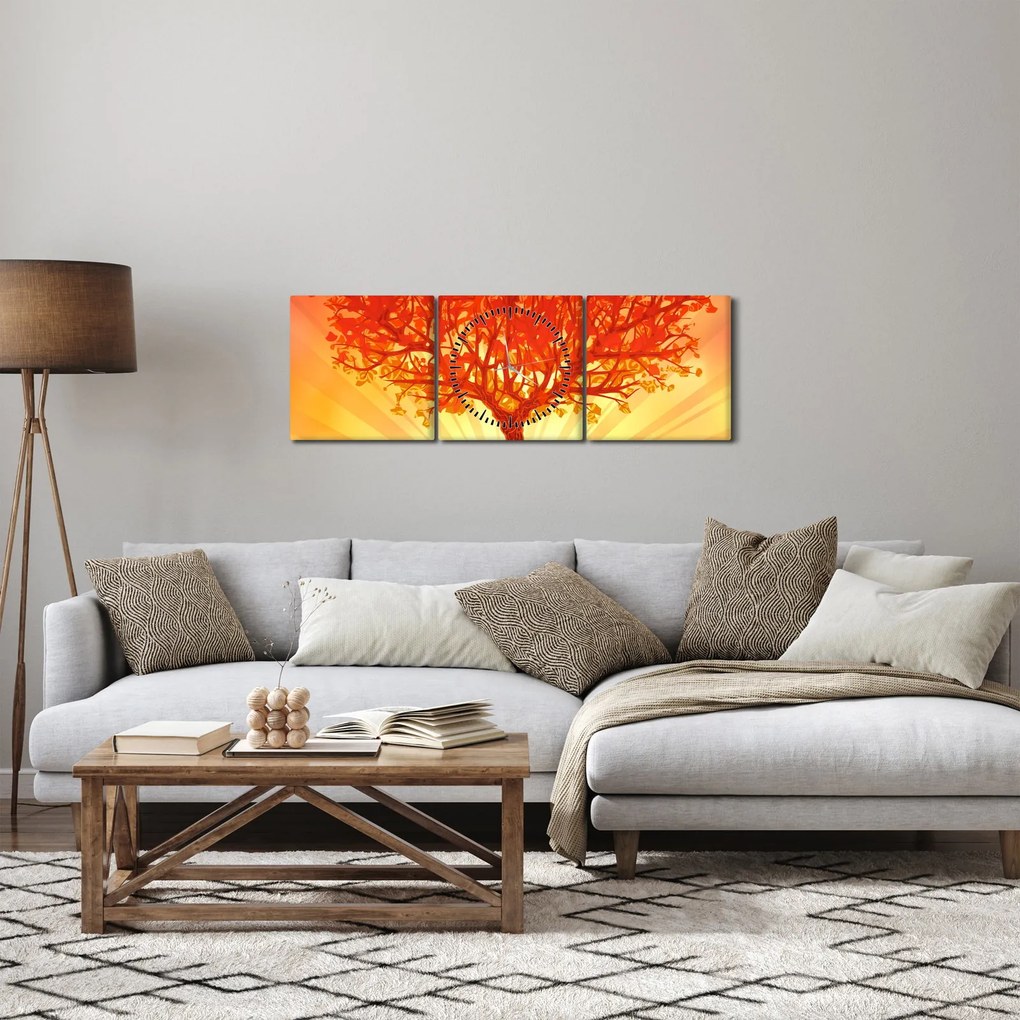 Tablou - Copac în lumina soarelui (cu ceas) (90x30 cm)