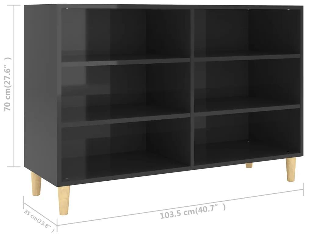 Servanta, negru extralucios, 103,5x35x70 cm, PAL negru foarte lucios, 1, negru foarte lucios