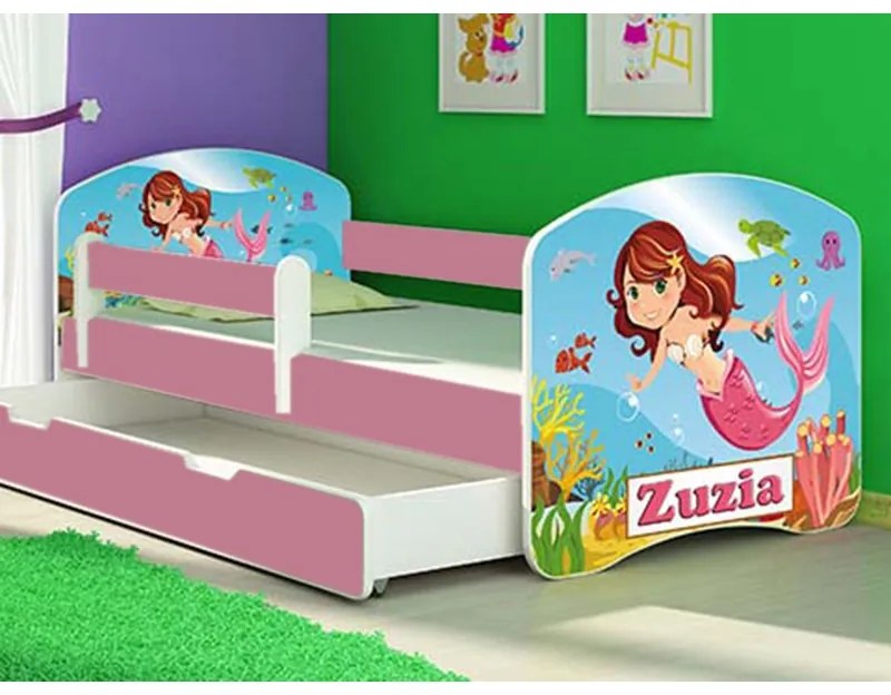 MyKids - Patut tineret Mermaid cu sertar si saltea 160x80