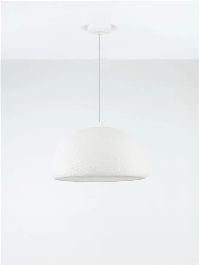 Lustra suspendata cu textura granulata Davo 43cm, alb piatra