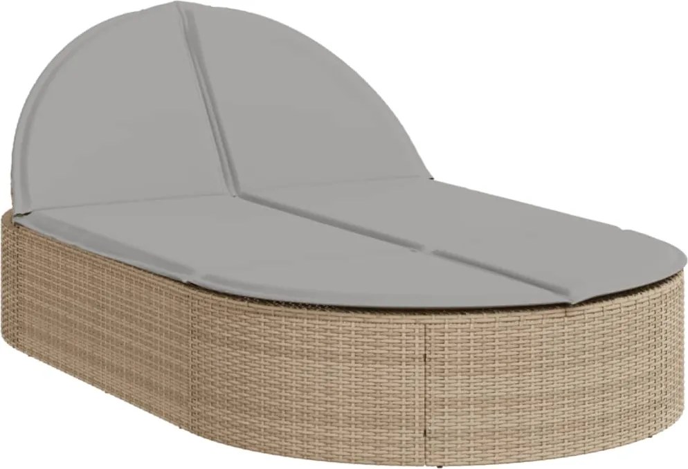 vidaXL Șezlong dublu cu perne, bej, poliratan