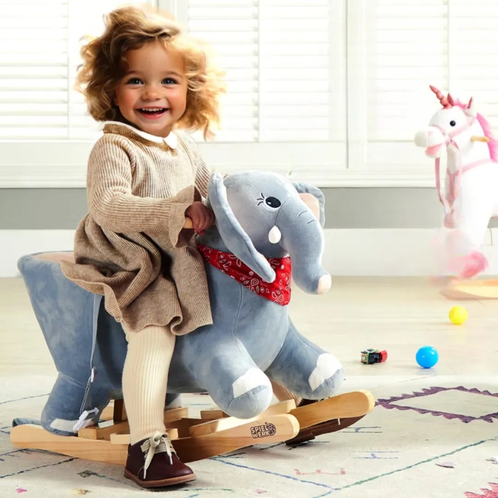 Jucărie balansoar elefant VICTOR cu centură de siguranță, gri Spielwerk