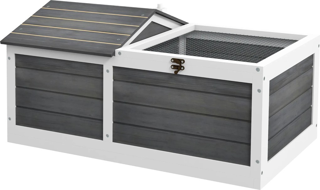 PawHut Casa Tarc pentru Animal Mic cu 2 Spații, 86 x 54 x 43 cm, Lemn de Brad | Aosom Romania