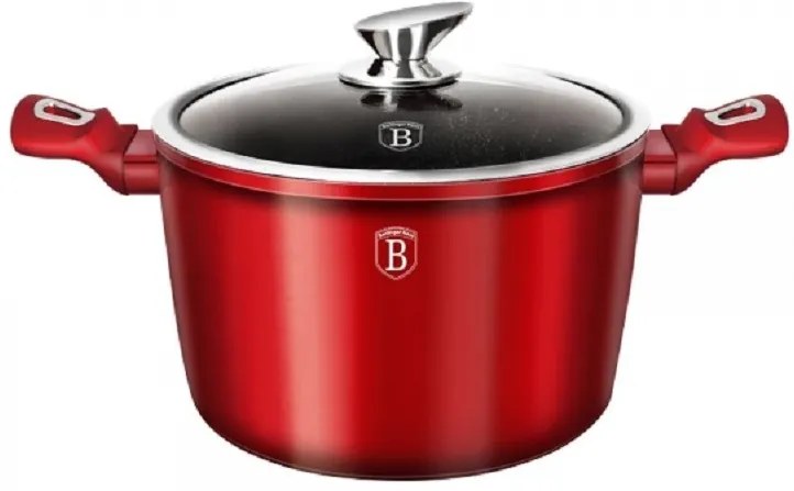 Oala cu capac 20cm , Burbundy Metallic Line, invelis marmura, 3.5l, BH 1268N