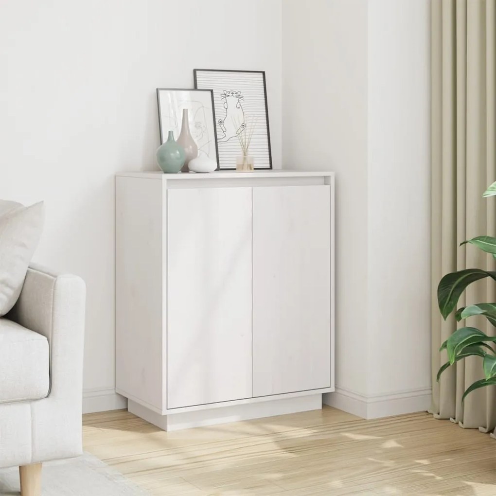 813346 vidaXL Servantă albă 60x34x75 cm din lemn masiv de pin
