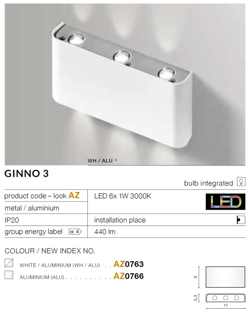 Aplica LED ambientala GINNO 3 aluminiu